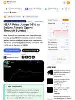 NEAR Price Jumps 14% as Solana Access Opens Through Sunrise – Bitcoin News
