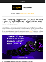 Top Trending Cryptos of Q4 2025: Avalon X (AVLX), Ripple (XRP), Dogecoin (DOGE)