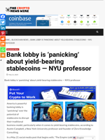 Bank lobby is 'panicking' about yield-bearing stablecoins — NYU professor - The Crypto News Wire