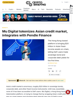 Mu Digital tokenizes Asian credit market, integrates with Pendle Finance