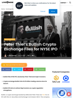 Peter Thiel’s Bullish Crypto Exchange Files for NYSE IPO | Live Bitcoin News
