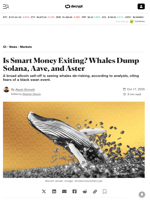 Is Smart Money Exiting? Whales Dump Solana, Aave, and Aster - Decrypt
