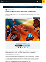 Kraken to offer tokenized US stocks to non-US clients