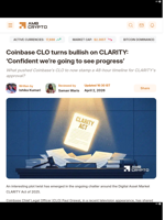 Coinbase CLO turns bullish on CLARITY: 'Confident we're going to see progress' - AMBCrypto