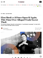 Elon Musk's xAI Sues OpenAI Again, This Time Over Alleged Trade Secret Theft - Decrypt