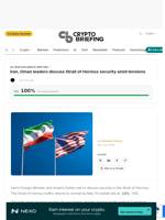 Iran, Oman leaders discuss Strait of Hormuz security amid tensions