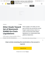 Ether (ETH) Heads Toward Set of Mammoth $340M On-Chain Liquidations