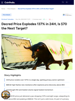 Decred Price Explodes 137% in 24H, Is $70 the Next Target?