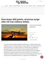 Dow drops 400 points, oil prices surge after US-Iran military strikes