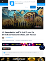 US Banks Authorized To Hold Crypto For Blockchain Transaction Fees, OCC Reveals | Bitcoinist.com