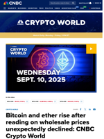 Bitcoin and ether rise after reading on wholesale prices unexpectedly declined: CNBC Crypto World