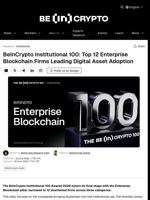 BeInCrypto Institutional 100: Top 12 Enterprise Blockchain Firms Leading Digital Asset Adoption