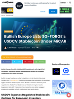 Bullish Europe Lists SG-FORGE’s USDCV Stablecoin Under MiCAR | Live Bitcoin News