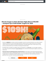 Bitcoin Surges to New All-Time High Above $109,000—Analysts Eye $135K-$320K Targets for 2025 - Brave New Coin