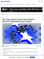 SEC Commissioner Hester Peirce Rejects OpenVPP’s Misleading Crypto Claims - BeInCrypto