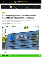 IG Group Expands Crypto Reach with $117 Million Acquisition