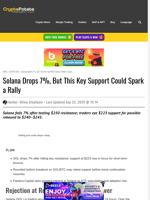 Solana Drops 7%, But This Key Support Could Spark a Rally