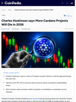 Charles Hoskinson says More Cardano Projects Will Die in 2026