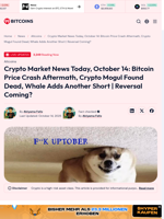 Crypto Market News Today, October 14: Bitcoin Price Crash Aftermath, Crypto Mogul Found Dead, Whale Adds Another Short | Reversal Coming? - 99Bitcoins