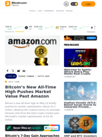 Bitcoin’s New All-Time High Pushes Market Value Past Amazon – Crypto News Bitcoin News