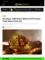 Six Days, $2B Gone: Bitcoin ETFs Face Their Worst Test Yet - CoinCentral