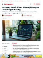 HashKey Stock Rises 6% on JPMorgan Overweight Rating - Coinspeaker