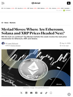 Myriad Moves: Where Are Ethereum, Solana and XRP Prices Headed Next? - Decrypt