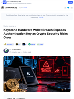 Keystone Hardware Wallet Breach Exposes Authentication Key as Crypto Security Risks Grow: Guest Post by Crypto Daily™ | CoinMarketCap
