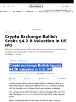 Crypto Exchange Bullish Seeks $4.2 B Valuation in US IPO - 
