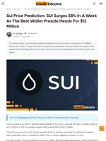 SUI Price Up 58% In A Week As The Best Wallet ICO Nears $12M