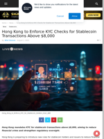 Hong Kong to Enforce KYC Checks for Stablecoin Transactions Above $8,000 | Live Bitcoin News