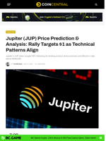 Jupiter (JUP) Price Prediction & Analysis: Rally Targets $1 as Technical Patterns Align - CoinCentral
