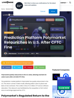 Prediction Platform Polymarket Relaunches in U.S. After CFTC Fine | Live Bitcoin News