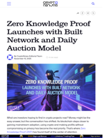 Zero Knowledge Proof Launches with Built Network and Daily Auction Model
