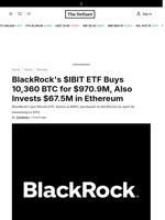 BlackRock's $IBIT ETF Buys 10,360 BTC for $970.9M, Also Invests $67.5M in Ethereum - 