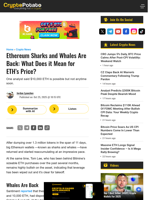Ethereum Sharks and Whales Are Back: What Does it Mean for ETH's Price?