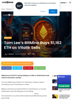 BitMine Buys 51K ETH as Vitalik Buterin Sells More