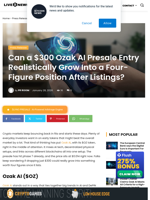 Can a $300 Ozak AI Presale Entry Realistically Grow Into a Four-Figure Position After Listings?
