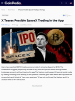 X Teases Possible SpaceX Trading in the App