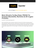 Best Altcoins To Buy Now: FROGE To Surpass BlockDAG, Remittix & All Crypto Presales