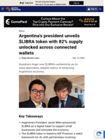 Argentina's president unveils $LIBRA token with 82% supply unlocked across connected wallets