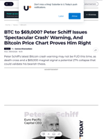 BTC to $69,000? Peter Schiff Issues 'Spectacular Crash' Warning, And Bitcoin Price Chart Proves Him Right - U.Today