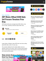 XRP Whales Offload $50M Daily: Sell Pressure Threatens Price Drop