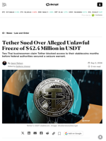 Tether Sued Over Alleged Unlawful Freeze of $42.4 Million in USDT - Decrypt