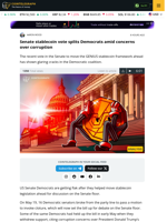 Senate stablecoin vote splits Democrats amid concerns over corruption