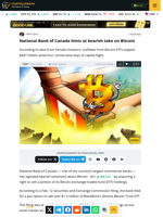 National Bank of Canada hints at bearish take on Bitcoin