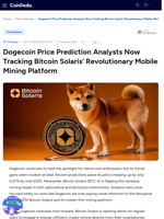 Dogecoin Price Prediction Analysts Now Tracking Bitcoin Solaris’ Revolutionary Mobile Mining Platform