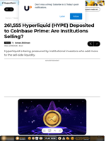 261,555 Hyperliquid (HYPE) Deposited to Coinbase Prime: Are Institutions Selling? - U.Today