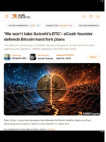 'We won’t take Satoshi’s BTC'- eCash founder defends Bitcoin hard fork plans - AMBCrypto