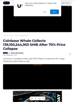 Coinbase Whale Collects 139,150,244,953 SHIB After 70% Price Collapse - U.Today